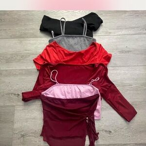 SHEIN Women's Crop Tops - Black, Red, Pink